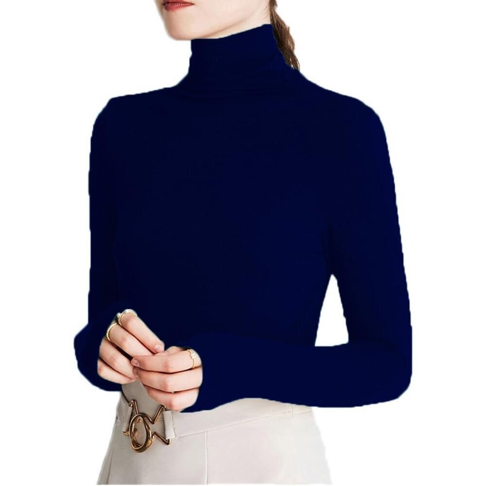 Womens Cotton Long Sleeve Mock Turtleneck Top Layering Casual Warm